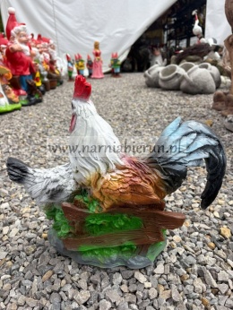 Figurka ogrodowa z żywicy Rodzinka kur KURA I KOGUT Z KURCZAKAMI 40 cm.