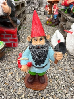 Figurka z żywicy Krasnal krasnoludek z łopatką i koszyczkiem 50 cm.