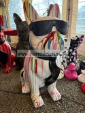 Figurka z żywicy Pies Buldog w okularach francuski GIGANT 120 cm