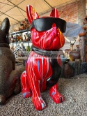 Figurka z żywicy Pies Buldog w okularach francuski GIGANT 120 cm