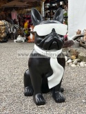 Figurka z żywicy Pies Buldog w okularach francuski GIGANT 120 cm