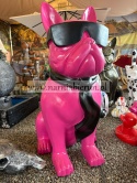 Figurka z żywicy Pies Buldog w okularach francuski GIGANT 120 cm