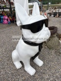 Figurka z żywicy Pies Buldog w okularach francuski GIGANT 120 cm
