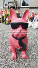 Figurka z żywicy Pies Buldog w okularach francuski duży czarny czerwony biały różowy 77 cm