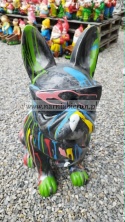 Figurka z żywicy Pies Buldog w okularach francuski duży czarny czerwony biały różowy 77 cm