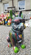 Figurka z żywicy Pies Buldog w okularach francuski duży czarny czerwony biały różowy 77 cm