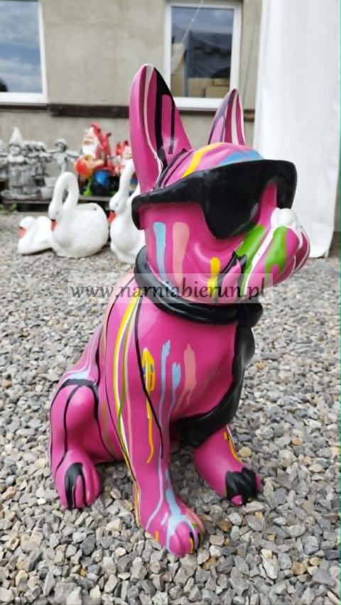 Figurka z żywicy Pies Buldog w okularach francuski średni 57 cm