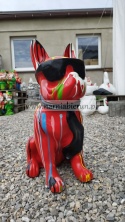 Figurka z żywicy Pies Buldog w okularach francuski średni 57 cm
