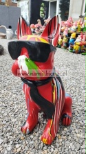 Figurka z żywicy Pies Buldog w okularach francuski średni 57 cm