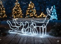 ŚWIĄTECZNA OZDOBA - ŚWIĄTECZNY ŚWIECĄCY RENIFER Z SANIAMI LED 120 x 27 x 66 CM ZIMNY BIAŁY + ZIMNY FLASH WEWN/ZEWN