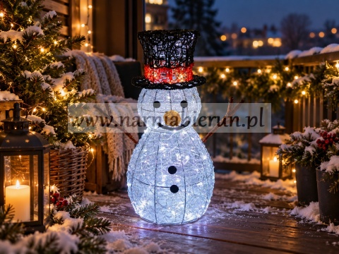 ŚWIĄTECZNA OZDOBA - BAŁWANEK ŚWIECĄCY BAŁWAN LED 60 CM ZIMNY BIAŁY