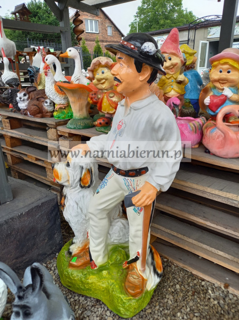 Góral z psem figurka z żywicy ozdoba ogrodowa 100 cm Góral z psem figurka z żywicy ozdoba ogrodowa 100 cm