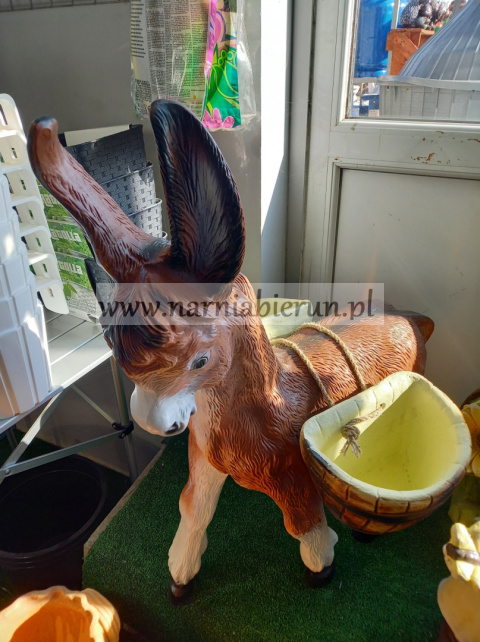 Figurka z żywicy OSIOŁ Z JUKAMI osiołek donica 79 cm Figurka z żywicy OSIOŁ Z JUKAMI osiołek donica 79 cm
