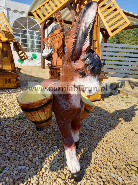Figurka z żywicy OSIOŁ Z JUKAMI osiołek donica 79 cm Figurka z żywicy OSIOŁ Z JUKAMI osiołek donica 79 cm
