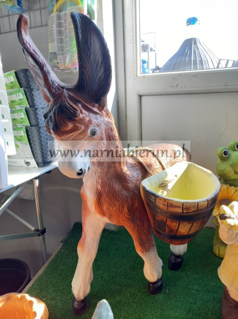 Figurka z żywicy OSIOŁ Z JUKAMI osiołek donica 79 cm Figurka z żywicy OSIOŁ Z JUKAMI osiołek donica 79 cm