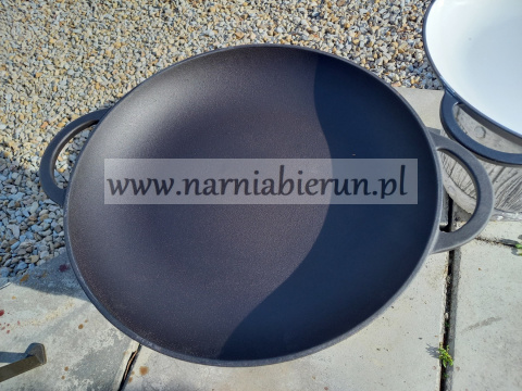 Patelnia żeliwna 38 cm talerz indukcja gaz ognisko 5 cm H Patelnia żeliwna 38 cm talerz indukcja gaz ognisko 5 cm H