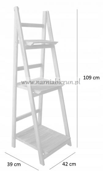 Regał drabinkowy 3 półki 109h drewniany biały+brąz Regał drabinkowy 3 półki 109h drewniany biały+brąz
