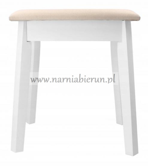 Taboret retro biały z beżowym obiciem