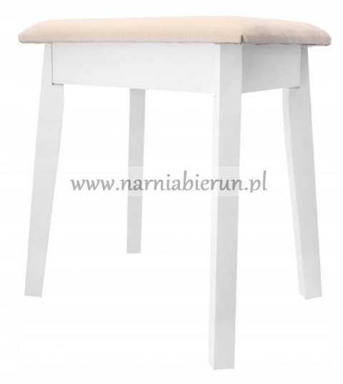 Taboret retro biały z beżowym obiciem Taboret retro biały z beżowym obiciem