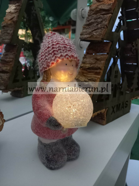 Figurka Bożonarodzeniowa Dziewczynka z kulą LED 21,5cm Figurka Bożonarodzeniowa Dziewczynka z kulą LED 21,5cm