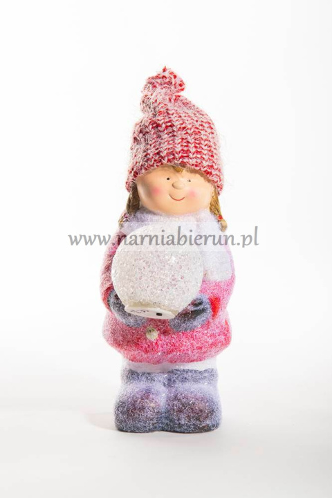 Figurka Bożonarodzeniowa Dziewczynka z kulą LED 21,5cm Figurka Bożonarodzeniowa Dziewczynka z kulą LED 21,5cm