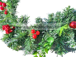 Girlanda świąteczna czerwona 180cm łańcuch stroik