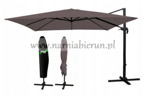 Parasol ogrodowy brązowy Mini Roma 250x250 cm + pokrowiec Parasol ogrodowy brązowy Mini Roma 250x250 cm + pokrowiec