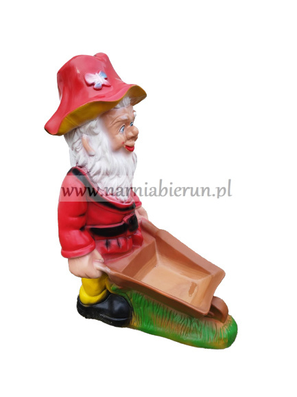 Duży krasnal ogrodowy z taczką 70cm Duży krasnal ogrodowy z taczką 70cm
