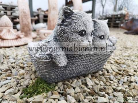Figurka betonowa donica KOT koty w koszyku 18 cm Figurka betonowa donica KOT koty w koszyku 18 cm