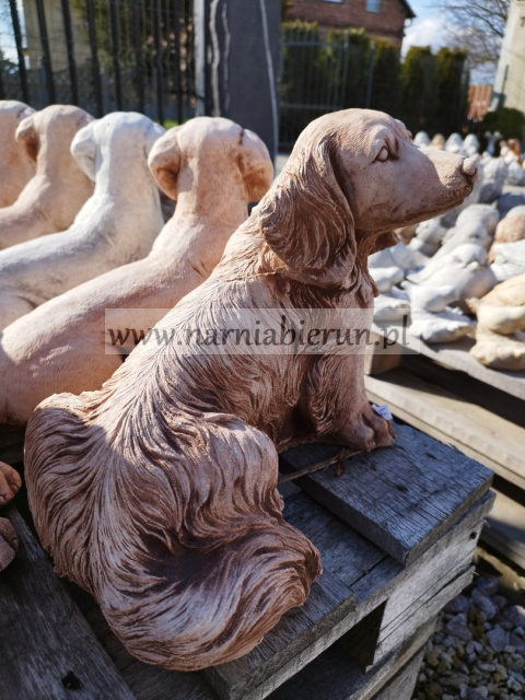 Figurka betonowa Pies piesek siedzący JAMNIK 35 cm Figurka betonowa Pies piesek siedzący JAMNIK 35 cm
