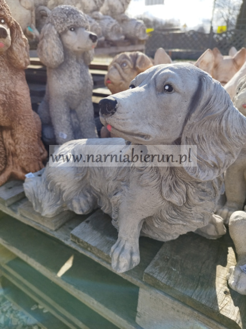 Figurka betonowa Pies piesek siedzący JAMNIK 35 cm Figurka betonowa Pies piesek siedzący JAMNIK 35 cm