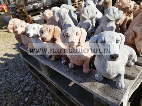 Figurka betonowa Pies piesek siedzący jamnik 37 cm Figurka betonowa Pies piesek siedzący jamnik 37 cm