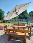 Parasol ogrodowy skośny beżowy 300 cm + pokrowiec