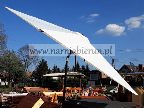 Parasol ogrodowy skośny beżowy 300 cm + pokrowiec Parasol ogrodowy skośny beżowy 300 cm + pokrowiec