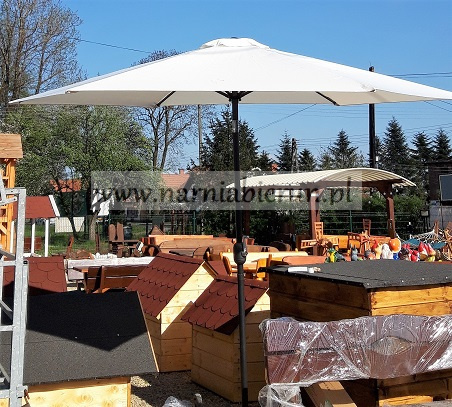 Parasol ogrodowy skośny beżowy 300 cm + pokrowiec Parasol ogrodowy skośny beżowy 300 cm + pokrowiec