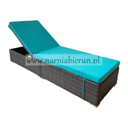 Łóżko leżak ogrodowy z niebieską poduchą 198X65X30,5 CM