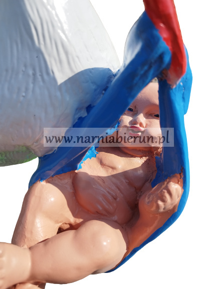 Figurka z żywicy Bocian z dzieckiem Figurka z żywicy Bocian z dzieckiem