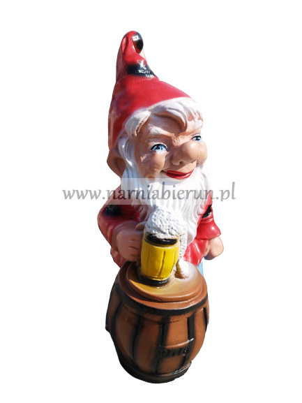 Figurka z żywicy Krasnal z piwem krasnoludek Figurka z żywicy Krasnal z piwem krasnoludek