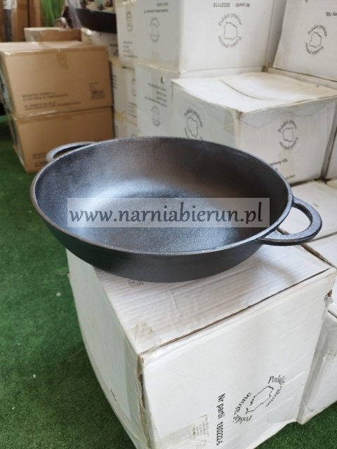 Patelnia żeliwna 38 cm talerz indukcja gaz ognisko 9 cm Patelnia żeliwna 38 cm talerz indukcja gaz ognisko 9 cm