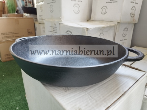 Patelnia żeliwna 38 cm talerz indukcja gaz ognisko 9 cm Patelnia żeliwna 38 cm talerz indukcja gaz ognisko 9 cm