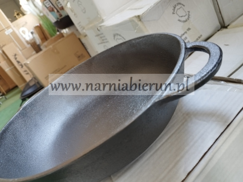Patelnia żeliwna 38 cm talerz indukcja gaz ognisko 9 cm Patelnia żeliwna 38 cm talerz indukcja gaz ognisko 9 cm
