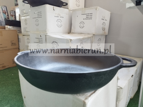 Patelnia żeliwna 38 cm talerz indukcja gaz ognisko 9 cm Patelnia żeliwna 38 cm talerz indukcja gaz ognisko 9 cm