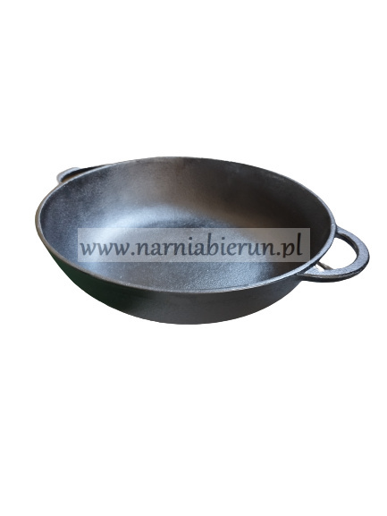 Patelnia żeliwna 38 cm talerz indukcja gaz ognisko 9 cm Patelnia żeliwna 38 cm talerz indukcja gaz ognisko 9 cm