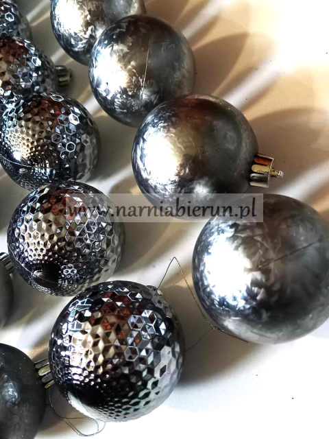 Bombki choinkowe mix wzorów 24 szt 6cm szare srebrne Bombki choinkowe mix wzorów 24 szt 6cm szare srebrne