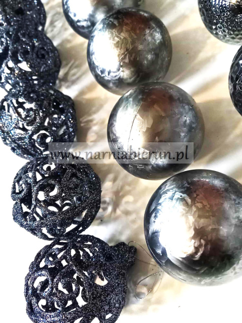 Bombki choinkowe mix wzorów 24 szt 6cm szare srebrne Bombki choinkowe mix wzorów 24 szt 6cm szare srebrne