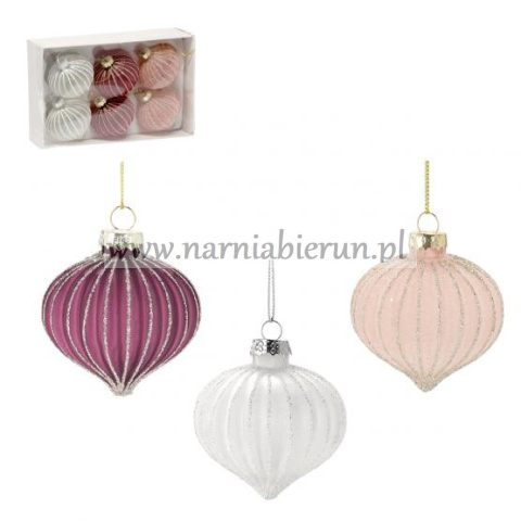 Bombki choinkowe szklane 6 szt. komplet bombek 6cm Bombki choinkowe szklane 6 szt. komplet bombek 6cm
