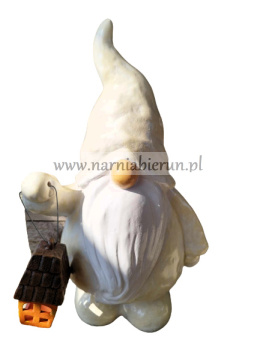 Figurka z ceramiki Krasnoludek z lampką
