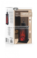 LAMPION LED Z EFEKTEM KOMINKA 140x140x245 mm CZARNY/BIAŁY MIX