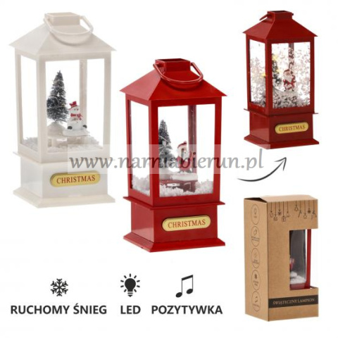 Lampion świąteczny pozytywka Bałwan Mikołaj led dźwięk Lampion świąteczny pozytywka Bałwan Mikołaj led dźwięk