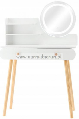 Toaletka kosmetyczna biała z lustrem i oświetleniem